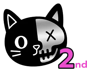 Silver cat icon with a half-skull face showing 2nd place
